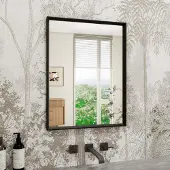 Sonstiges Badkamerspiegel 30x40 cm, zwart, rechthoekig, met houtlook, veiligheidsglas, waterdicht