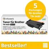 Infowerk NIEUW: Toner voor Brother TN3480, compatibel met Brother DCP 5500, HL-L 5000, MFC-L 5700, e.d., 5 stuks