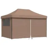 vidaXL Partytent inklapbaar pop-up met 4 zijwanden bruin