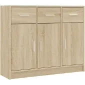 vidaXL Dressoir 91x28x75 cm bewerkt hout sonoma eikenkleurig