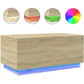 DKD Home Decor Salontafel met LED-verlichting 90x50x40 cm sonoma eikenkleurig