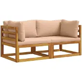 vidaXL Sectioneel hoekbank met kussens 2 st 2-zits Massief Acacia Hout