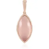 Cavill - Zilveren hanger met 18K roségoud verguld - Braziliaanse Roze Chalcedoon 3,6 ct - Marquise Cabochon - Elegant minimalistisch dames sieraad