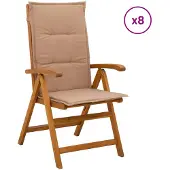 vidaXL Ligstoelen voor Tuin 8 st Naturel Massief Acacia Hout