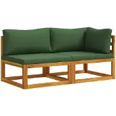 vidaXL Modulaire bankset met kussens 2 st 2-zits Massief Acacia Hout
