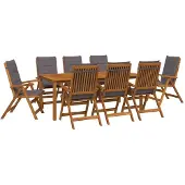 vidaXL 9-delige tuindinset Naturel Massief Acacia Hout
