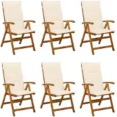 vidaXL Ligstoelen voor Tuin 6 st Naturel Massief Acacia Hout