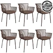 Otis Kick - Tuinstoel - Ergonomische rugleuning - Bruin (set van 6)
