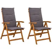 vidaXL Ligstoelen voor Tuin 2 st Naturel Massief Acacia Hout