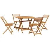 vidaXL 5-delige Tuinset massief hout en stof beige