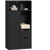 HOMCOM Badkamerkast - Spaanplaat - 50x25x100 cm - Zwart