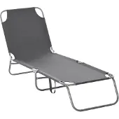 Outsunny -ligstoel - Metaal - 187x55x24cm - Grijs