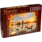 Magnolia puzzel Swans near Charles Bridge - 1000 stukjes legpuzzel.
