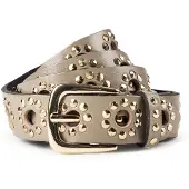 B.belt Studded belt Leder 90 cm grijs