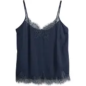 Next - Dames - Satijnen hemdje met kanten rand - Blauw