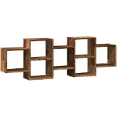 vidaXL Wandschap 129x18x42 cm bewerkt hout oud houtkleurig