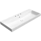 GSI Nubes Keramische wastafel 120x50cm, 3 kraangaten, wit ExtraGlaze