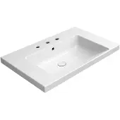 GSI Norm Keramische wastafel 80x50cm, 3 kraangaten, wit ExtraGlaze