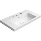 GSI Norm Keramische wastafel 70x40cm, 3 kraangaten, wit ExtraGlaze