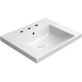 GSI Norm Keramische wastafel 60x50cm, 3 kraangaten, wit ExtraGlaze