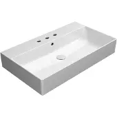GSI Kube X Keramische wastafel 80x47cm, geslepen onderrand, 3 kraangaten, wit ExtraGlaze