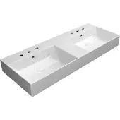 GSI Kube X Dubbele keramische wastafel 120x47cm, 3 kraangaten, wit ExtraGlaze