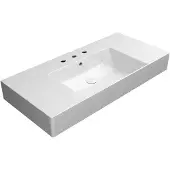 GSI Kube X Keramische wastafel 100x47cm met planken, 3 kraangaten, wit ExtraGlaze