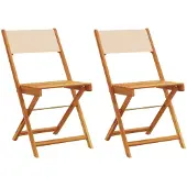 vidaXL Opklapbare stoelen, 2 stuks, beige, massief acaciahout en stof.