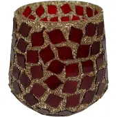Mansion Atmosphere Theelichthouder Mozaïek rood 9x12x11cm rood Glas