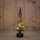 Anna's Collection Kerstboom LED Draaiend Ø10x39cm Glas Zwart zwart Glas