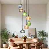 LumenXL Design hanglamp met verschillende kleuren geribbeld glas - Altair