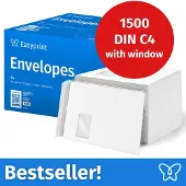 Easyprint NIEUW: Enveloppen met venster, DIN C4, onbedrukt, 1500 stuks