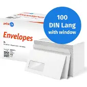 Print24 NIEUW: Enveloppen met venster, DIN Lang, onbedrukt, 100 stuks