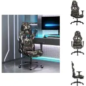 vidaXL Gaming stoel met voetsteun, camouflage en zwart stof - Gaming stoel