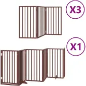 vidaXL Hondenhek inklapbaar 15 panelen 750 cm populierenhout bruin