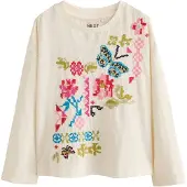 Next Shirt ecru / blauw / kiwi / rosa