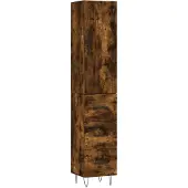 vidaXL Hoge kast 34,5x34x180 cm bewerkt hout gerookt eikenkleurig