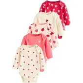 Next Rompertje/body ecru / rosa / framboos / rood