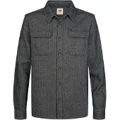 Petrol Industries - Heren Katoenen overshirt in visgraatpatroon steelline - Blauw