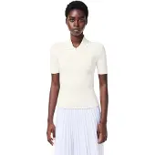 Lacoste Gebreid geribbeld poloshirt voor dames (Wit)