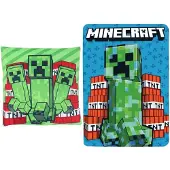 Minecraft slaapkamerset; kussen en fleece deken