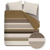 Beddinghouse katoenen gestreepte lits-jumeaux dekbedovertrek 240x220 cm - goud