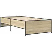 vidaXL Bedframe, Sonoma-eikenhout, 75x190 cm, combinatie van houtvezel en metaal