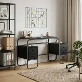 vidaXL Bureau met opslag Zwart eiken 145 x 50 x 75 cm