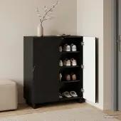 vidaXL Schoenenkast 73 x 38 x 87,5 cm Bewerkt hout Zwart