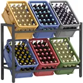 Songmics Flessenrek met krattenhouder, Diepzwart / 2 niveaus