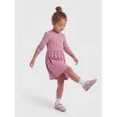 ONLY KIDS MINI gebloemde korte jurk met plooien - roze Meisjes Stretchkatoen Ronde hals - maat 122