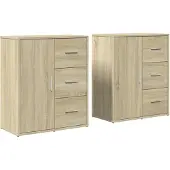 vidaXL Dressoirs 2 st 60x31x70 cm bewerkt hout sonoma eikenkleurig