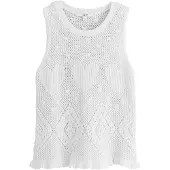 Next - Dames - Gehaakt vestje met hartjesmotief, 100% katoen - Wit