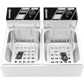 OEM Friteuse, kookplaat met twee zones, instelbare temperatuurregeling, zilverkleurig